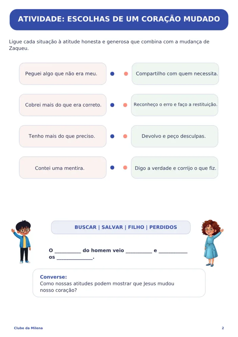 Página do kit com a atividade da semana, que termina no versículo.